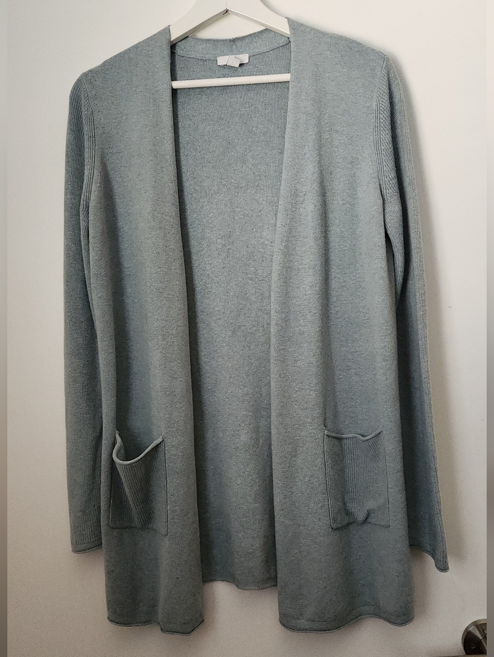 Light Sage Open-Front Pocket Women’s Sweater Cardigan